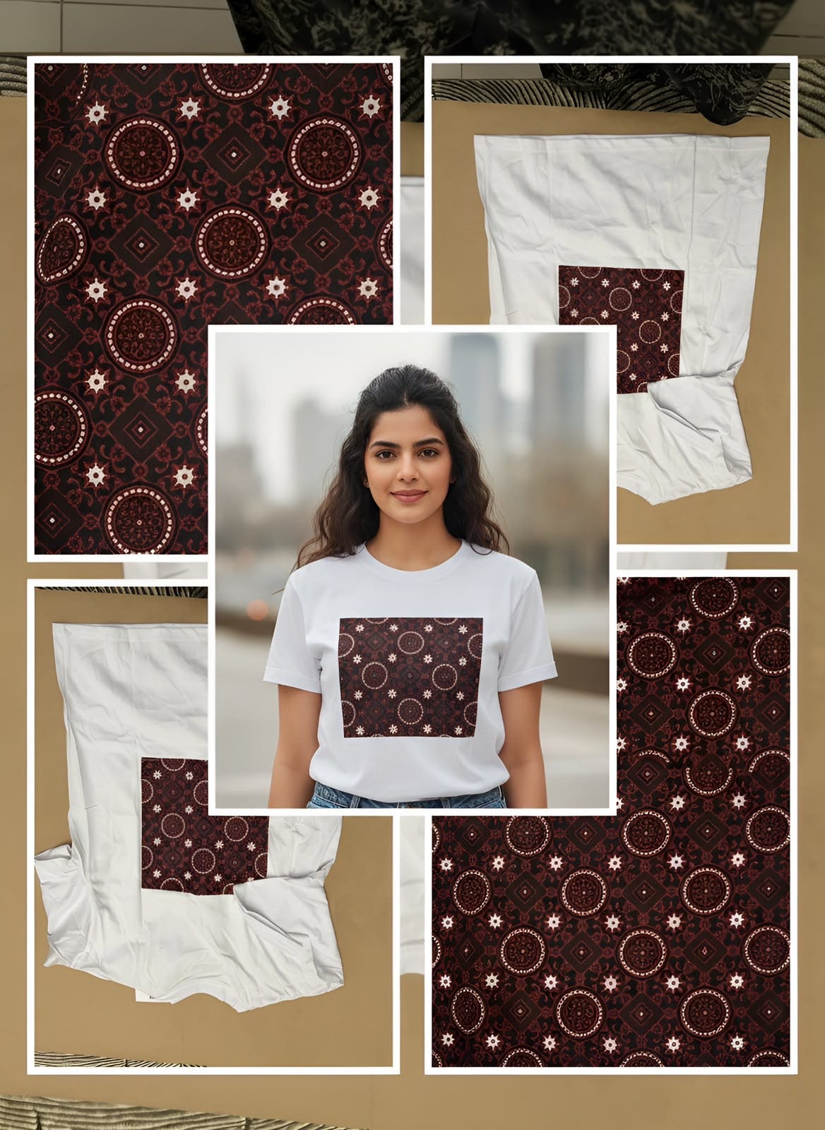 Ajrak Heritage Tee – Oversized White Cotton - Image 3