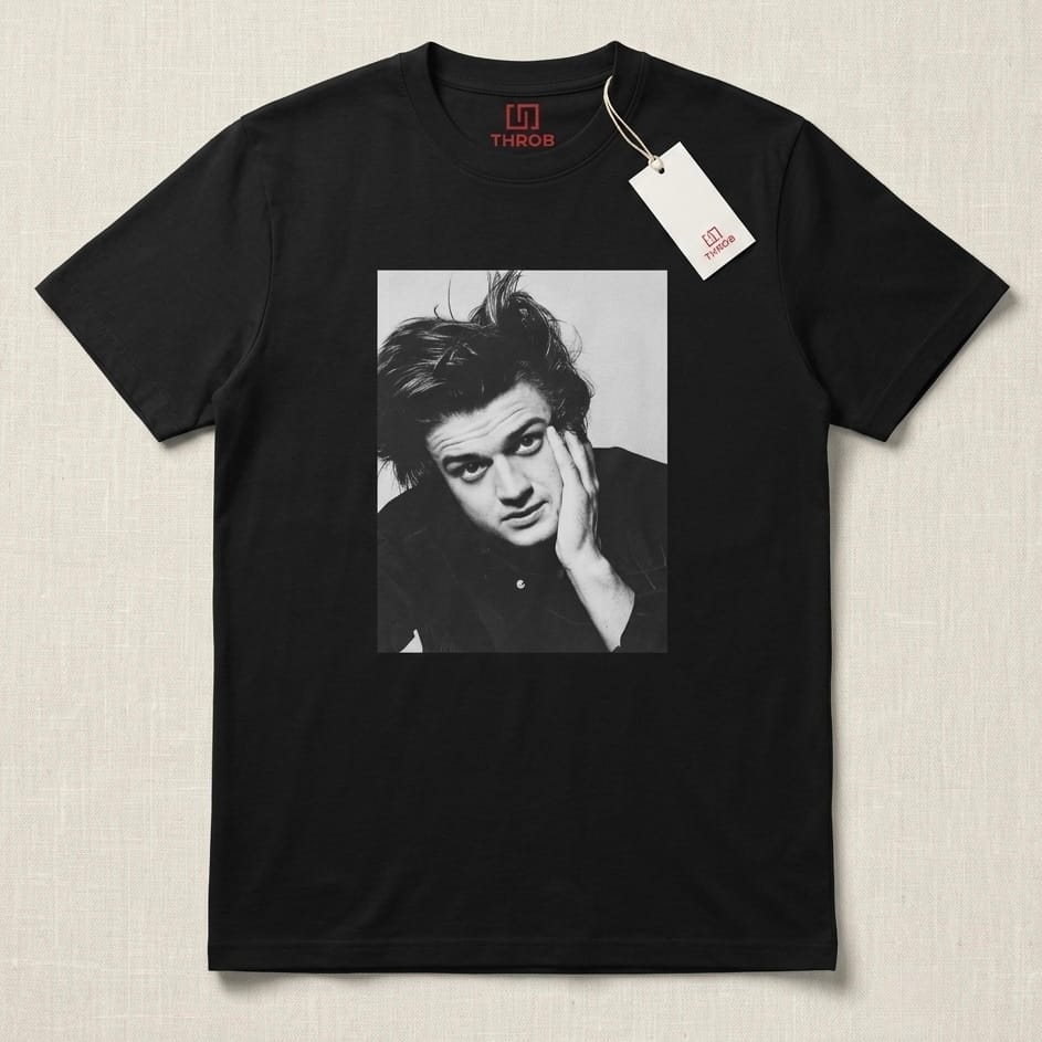 Oversized Cotton Tee-Monochrome Portrait Print