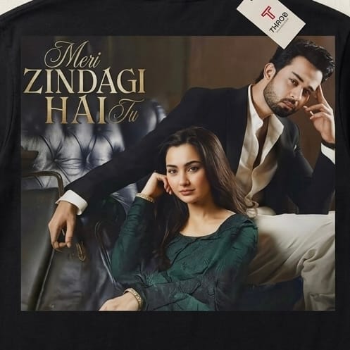 Meri Zindagi Hai Tu Graphic Tee – Black Cotton - Image 2