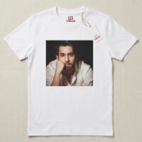 Oversized Cotton Tee with Portrait Print