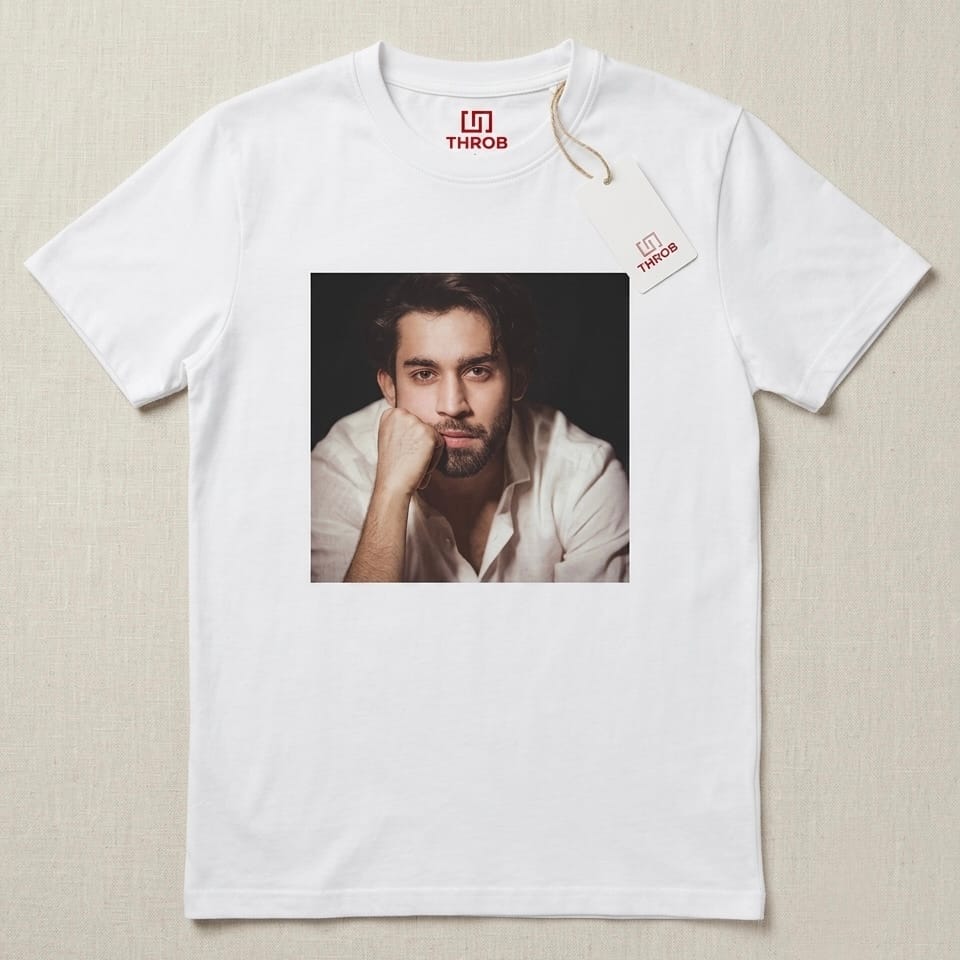 Oversized Cotton Tee with Portrait Print