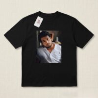 Oversized Cotton Tee with Actor Portrait Print