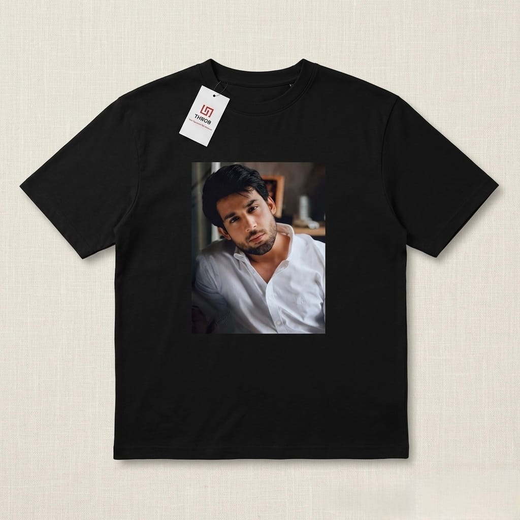 Oversized Cotton Tee with Actor Portrait Print