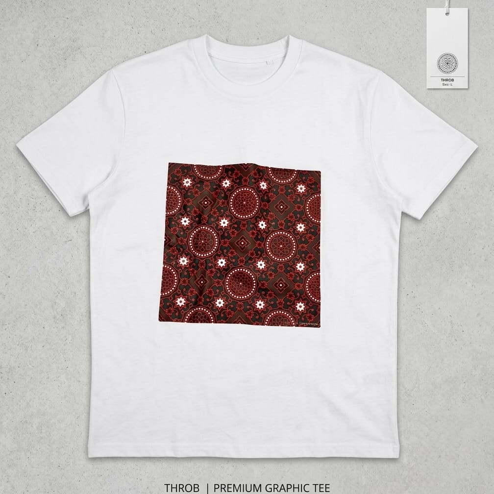 Ajrak Heritage Tee – Oversized White Cotton