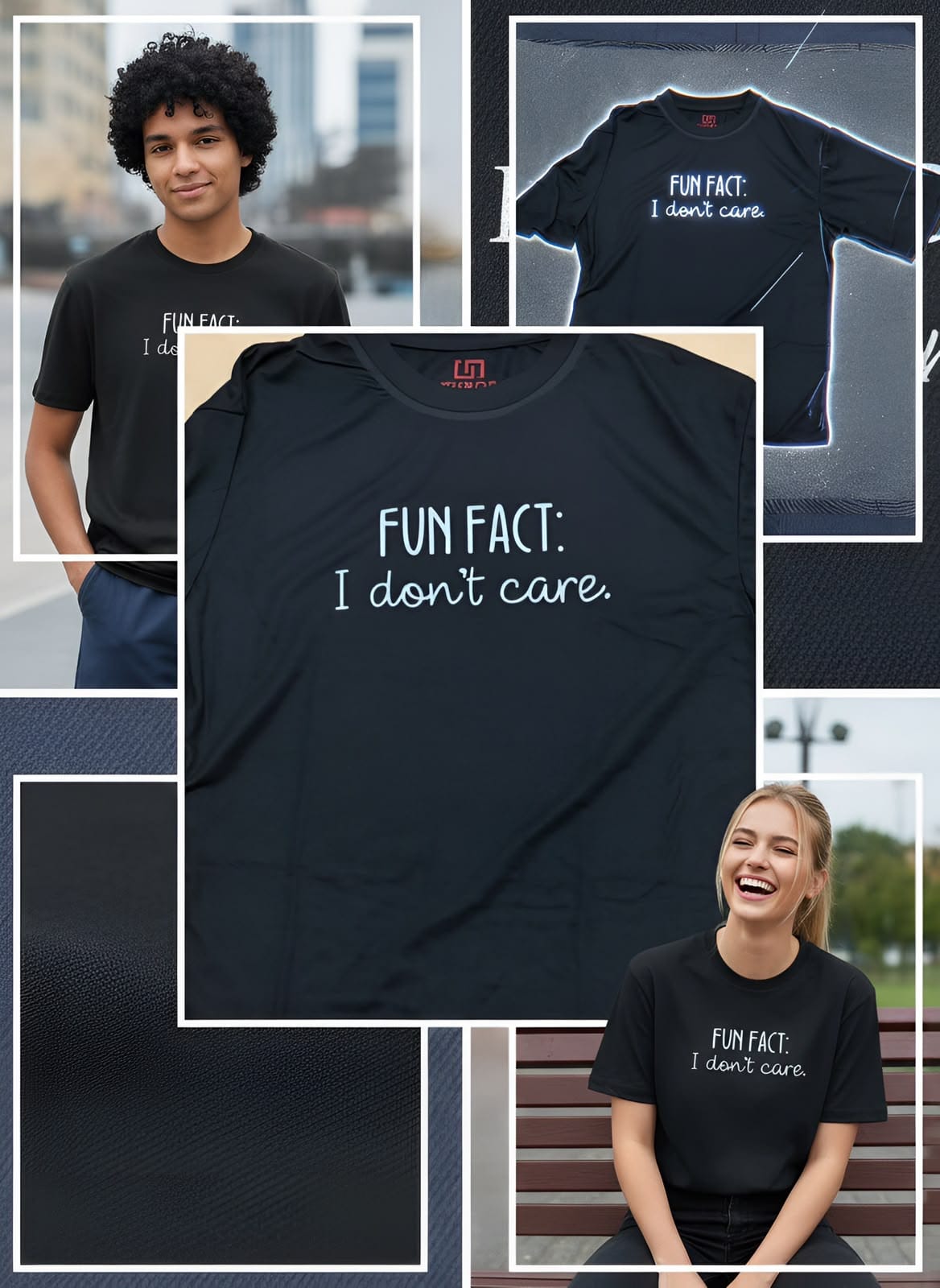Fun Fact Statement Tee – Oversized Black Cotton - Image 2