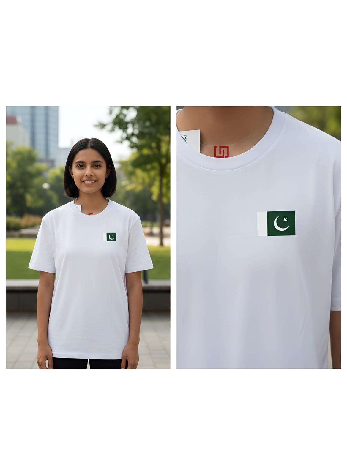 Oversized Cotton Tee with Flag Print –HD Graphic - Image 3