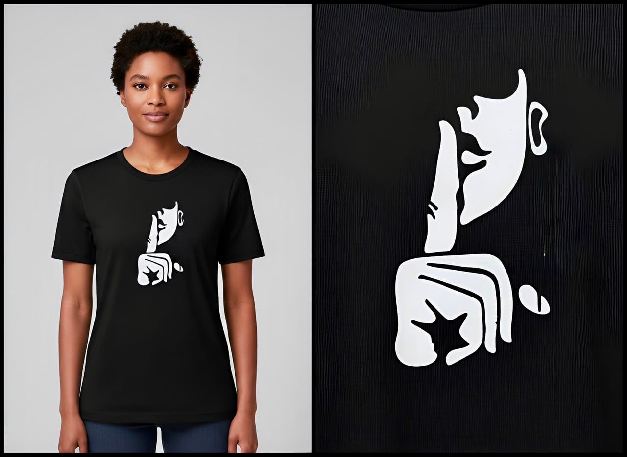 Silent Gesture Graphic Tee – Oversized Cotton - Image 3