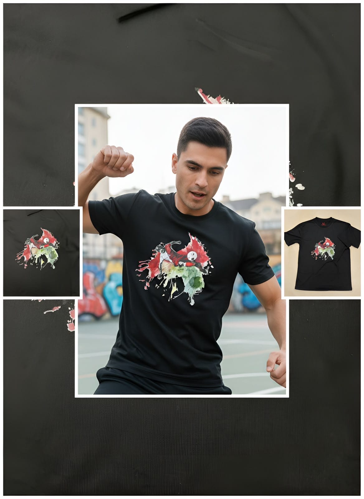 Kick Splash Tee – Oversized Black Cotton - Image 3